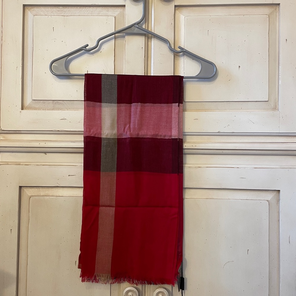 Burberry Lightweight Check Wool Silk Scarf - Brand New